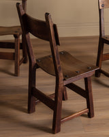 Set of 6 Spanish Oak Dining Chairs, Early 1900's - Lone Fox
