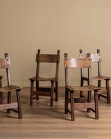 Set of 6 Spanish Oak Dining Chairs, Early 1900's - Lone Fox