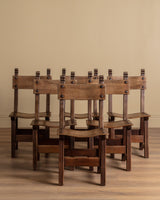 Set of 6 Spanish Oak Dining Chairs, Early 1900's - Lone Fox