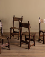 Set of 6 Spanish Oak Dining Chairs, Early 1900's - Lone Fox