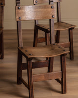 Set of 6 Spanish Oak Dining Chairs, Early 1900's - Lone Fox