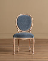 Set of 8 Faux Rope Carved Dining Chairs in Blue Mohair, France, 20th Century - Lone Fox