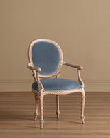 Set of 8 Faux Rope Carved Dining Chairs in Blue Mohair, France, 20th Century - Lone Fox