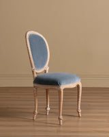 Set of 8 Faux Rope Carved Dining Chairs in Blue Mohair, France, 20th Century - Lone Fox