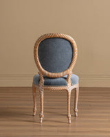 Set of 8 Faux Rope Carved Dining Chairs in Blue Mohair, France, 20th Century - Lone Fox