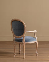 Set of 8 Faux Rope Carved Dining Chairs in Blue Mohair, France, 20th Century - Lone Fox