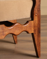 Set of 8 Oak & Honey Mohair Dining Chairs by Guillerme et Chambron, France, 1950's - Lone Fox