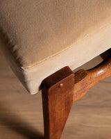 Set of 8 Oak & Honey Mohair Dining Chairs by Guillerme et Chambron, France, 1950's - Lone Fox