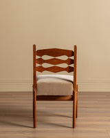 Set of 8 Oak & Honey Mohair Dining Chairs by Guillerme et Chambron, France, 1950's - Lone Fox