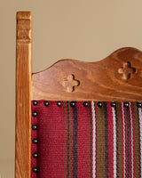 Set of 8 Oak & Red Striped Dining Chairs by Henning Kjaernulf, Denmark, 1970's - Lone Fox