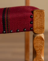 Set of 8 Oak & Red Striped Dining Chairs by Henning Kjaernulf, Denmark, 1970's - Lone Fox