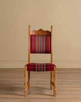 Set of 8 Oak & Red Striped Dining Chairs by Henning Kjaernulf, Denmark, 1970's - Lone Fox