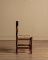 Set of 8 Spanish Pine and Rush Dining Chairs, Spain, Early 20th Century - Lone Fox