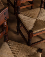 Set of 8 Spanish Pine and Rush Dining Chairs, Spain, Early 20th Century - Lone Fox