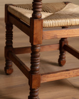 Set of 8 Spanish Pine and Rush Dining Chairs, Spain, Early 20th Century - Lone Fox