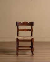 Set of 8 Spanish Pine and Rush Dining Chairs, Spain, Early 20th Century - Lone Fox