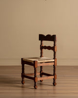Set of 8 Spanish Pine and Rush Dining Chairs, Spain, Early 20th Century - Lone Fox