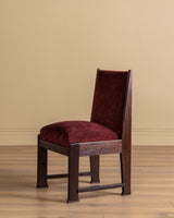 Set of Four Dutch Haagse School Oak Dining Chairs in Merlot Chenille, 1920s - Lone Fox