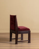 Set of Four Dutch Haagse School Oak Dining Chairs in Merlot Chenille, 1920s - Lone Fox