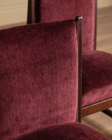 Set of Four Dutch Haagse School Oak Dining Chairs in Merlot Chenille, 1920s - Lone Fox