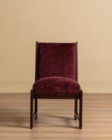Set of Four Dutch Haagse School Oak Dining Chairs in Merlot Chenille, 1920s - Lone Fox