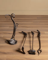 Set of Hand Forged Art Nouveau Style Fireplace Tools, Signed - Lone Fox