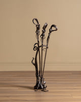 Set of Hand Forged Art Nouveau Style Fireplace Tools, Signed - Lone Fox
