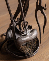 Set of Hand Forged Art Nouveau Style Fireplace Tools, Signed - Lone Fox