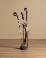 Set of Hand Forged Art Nouveau Style Fireplace Tools, Signed - Lone Fox