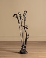 Set of Hand Forged Art Nouveau Style Fireplace Tools, Signed - Lone Fox