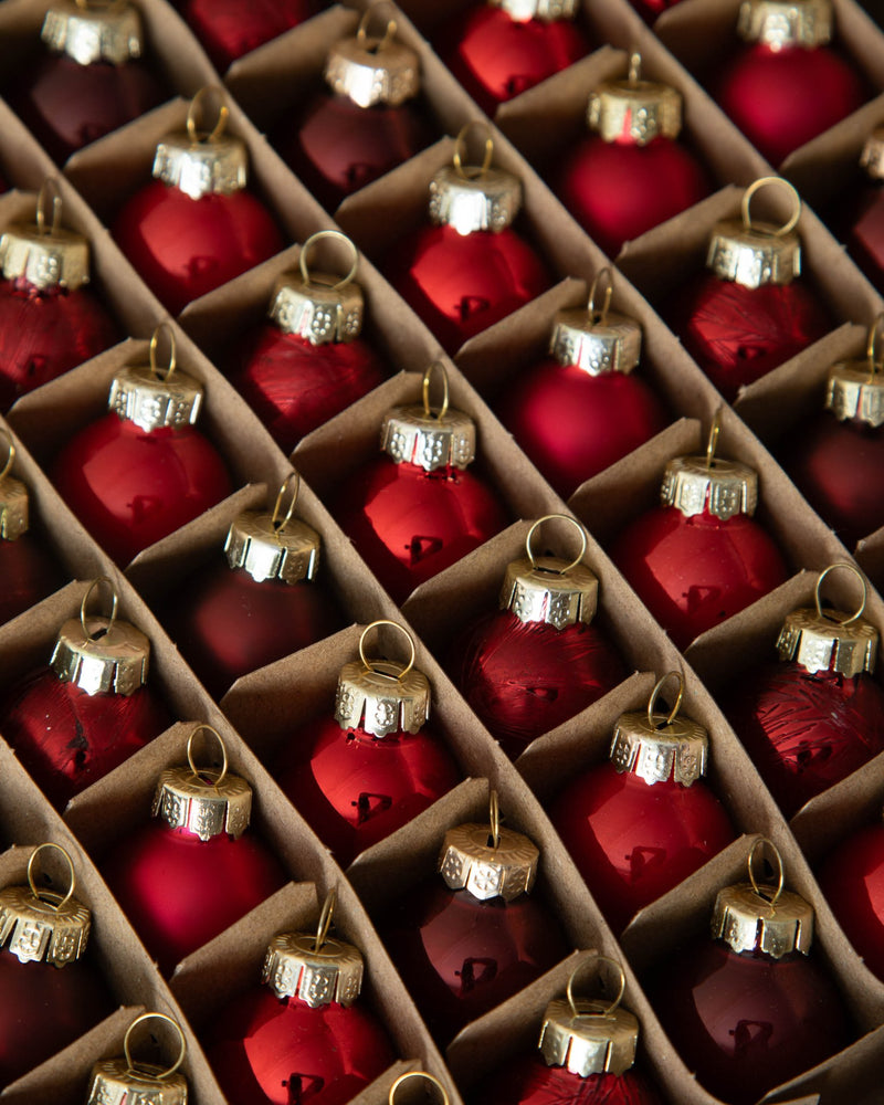 Shades of Red Glass Ornaments (Boxed Set of 49) - Lone Fox