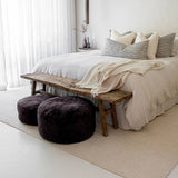 Shorn Curly Sheepskin Ottoman Small: Gold - Lone Fox