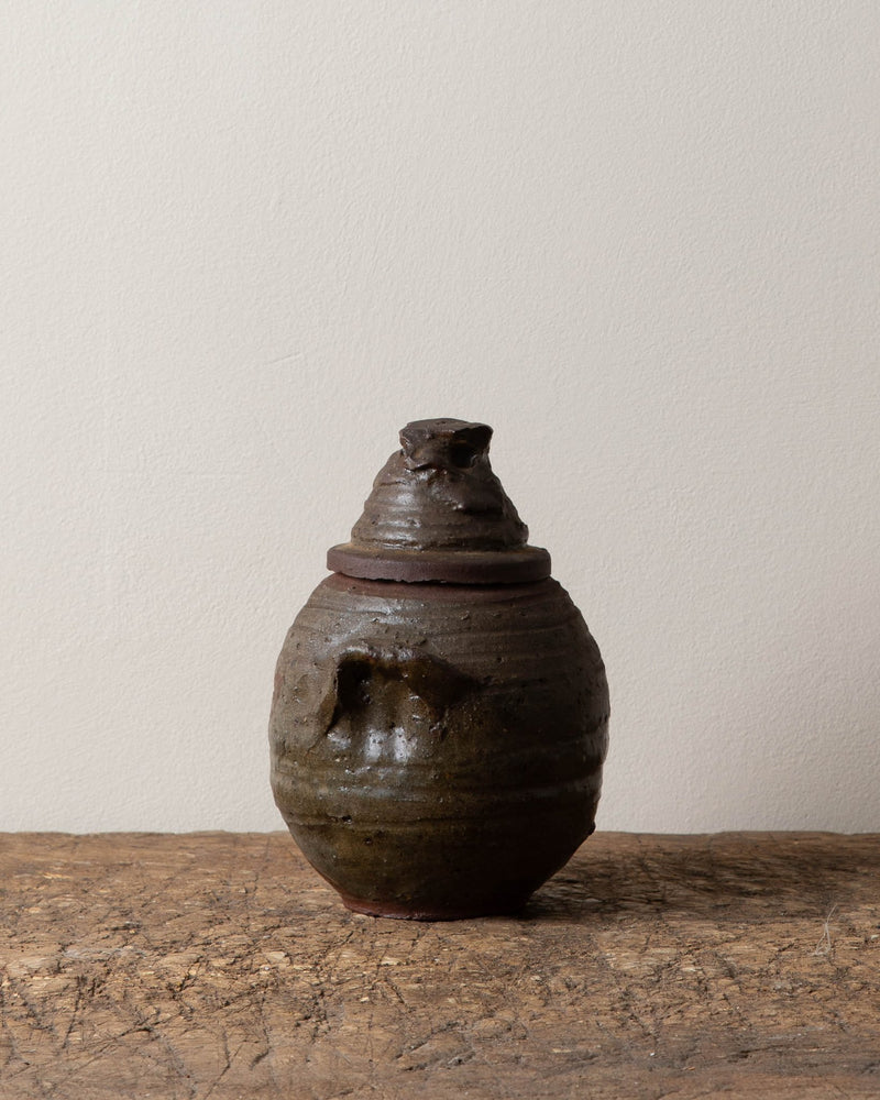 Signed Brutalist Studio Lidded Jar - Lone Fox