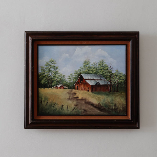 Vintage Landscape Barn Oil Painting Signed D. online Carlisle