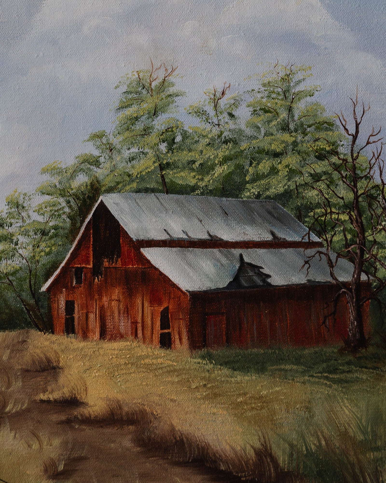 Vintage Landscape Barn Oil Painting Signed D. online Carlisle