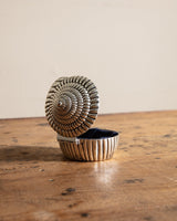 Silver Clam Shell Lined Trinket Box, 1980's - Lone Fox