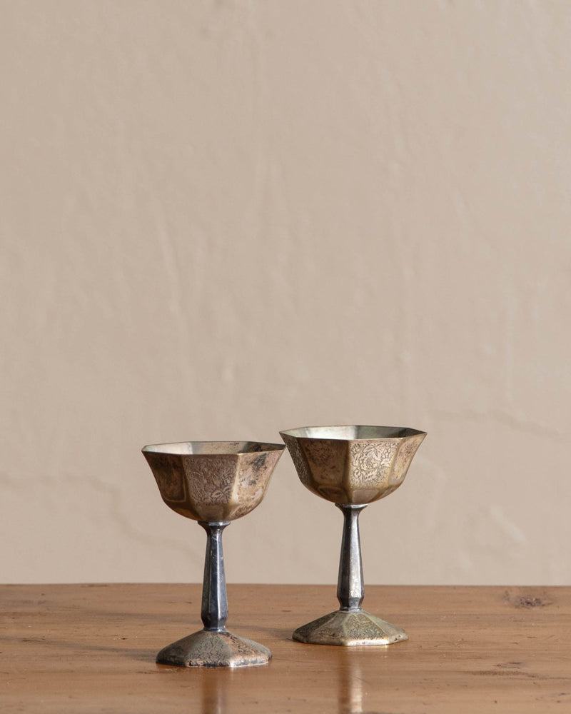Silver Faceted Goblets (Set of 2) - Lone Fox