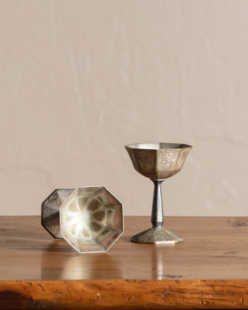 Silver Faceted Goblets (Set of 2) - Lone Fox