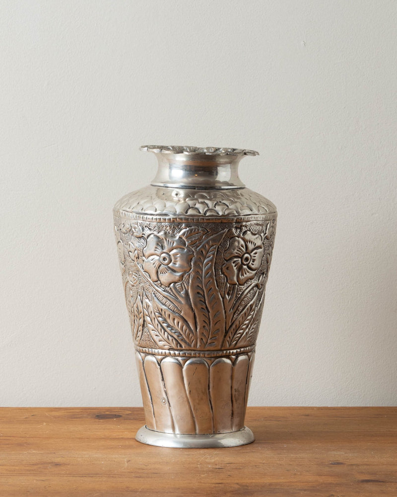 Silver Plated Hammered Flower Vase - Lone Fox