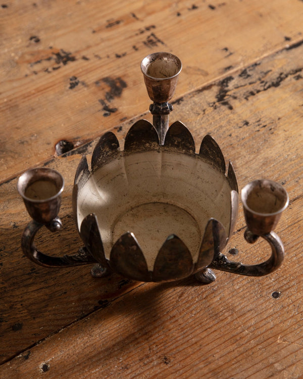 Silver Plated Lotus Bowl Candle Holder - Lone Fox
