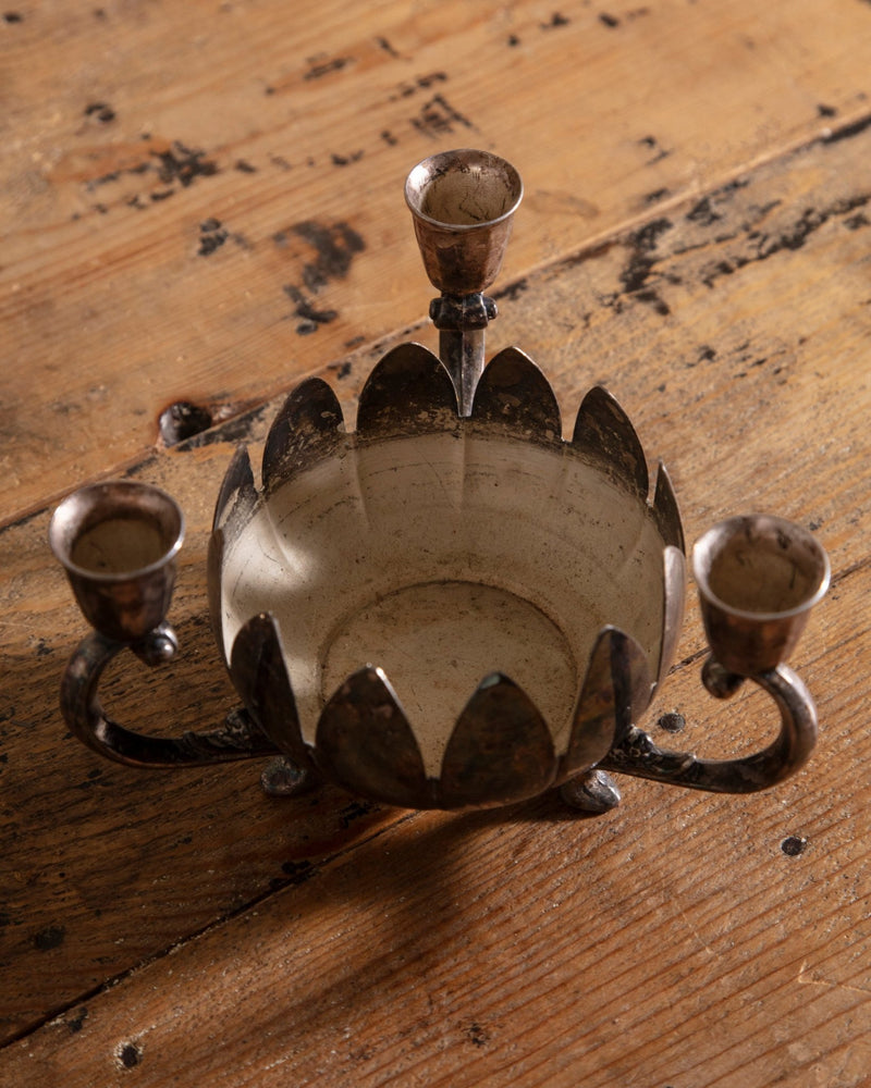 Silver Plated Lotus Bowl Candle Holder - Lone Fox