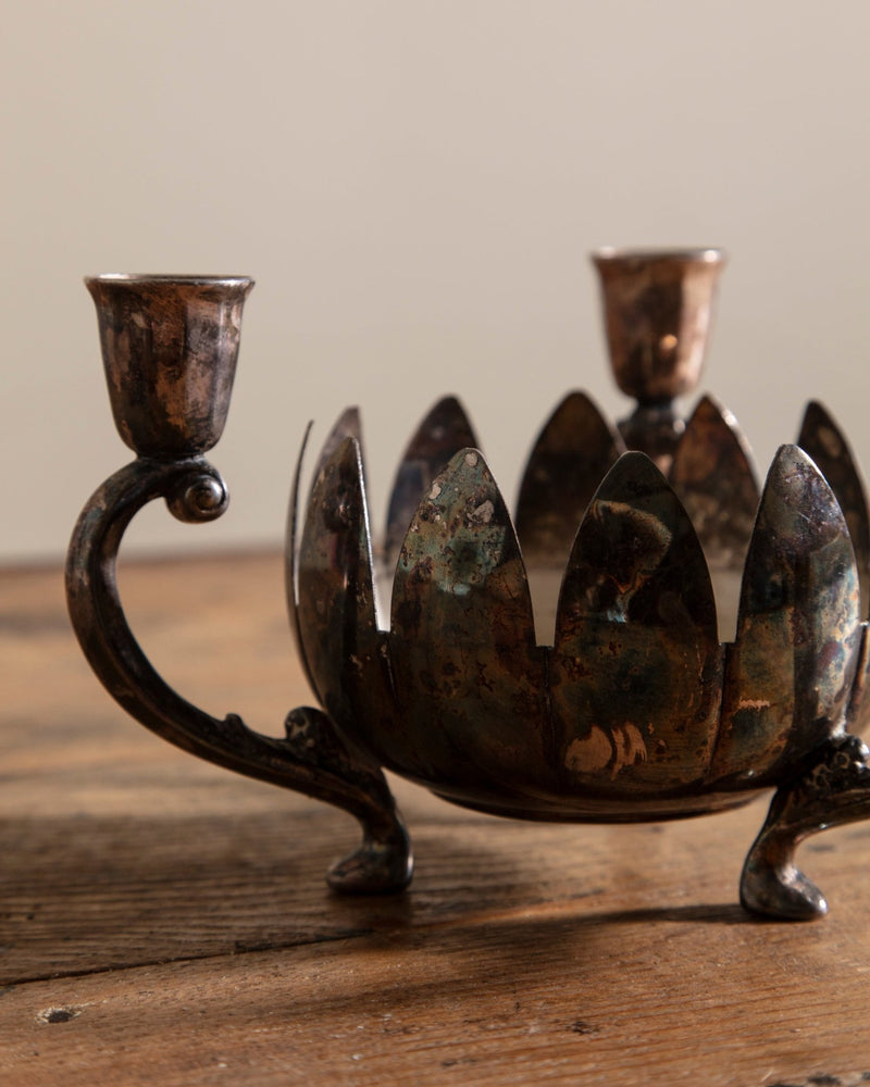 Silver Plated Lotus Bowl Candle Holder - Lone Fox