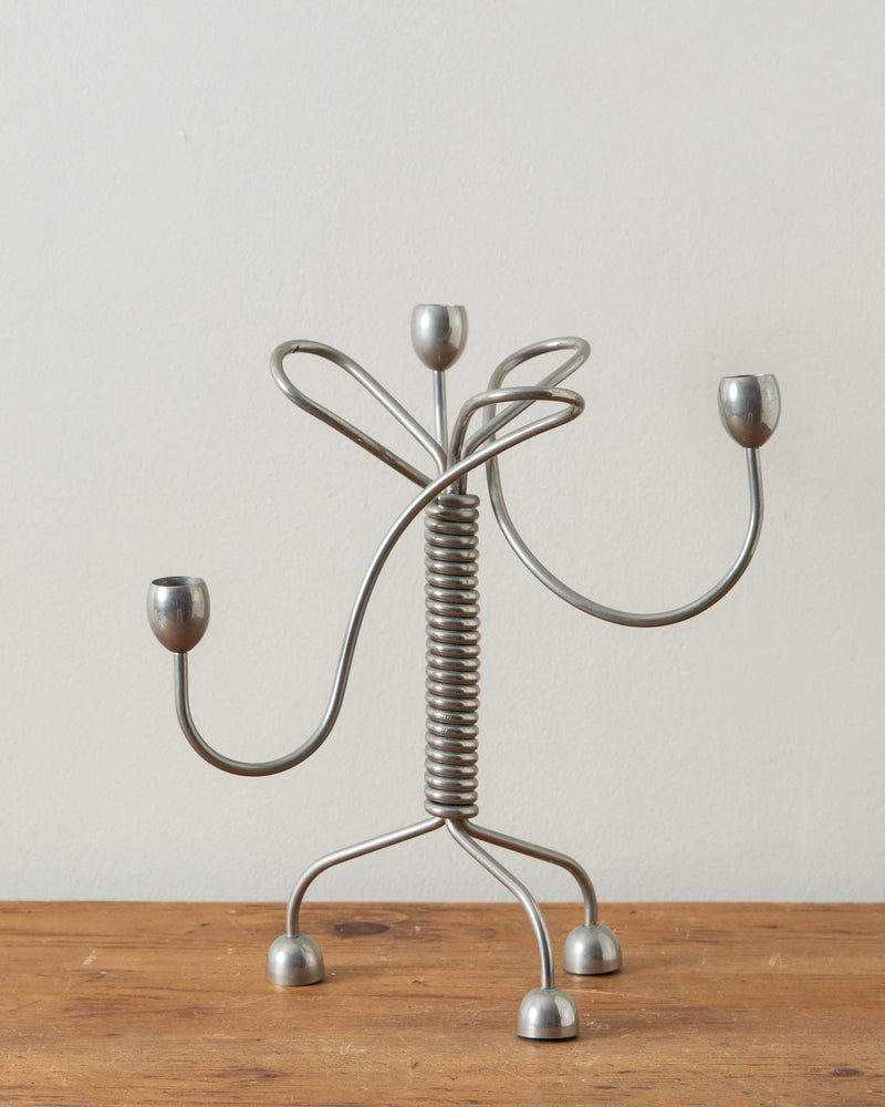 Silver Postmodern Coiled Candleholder, 1960's - Lone Fox