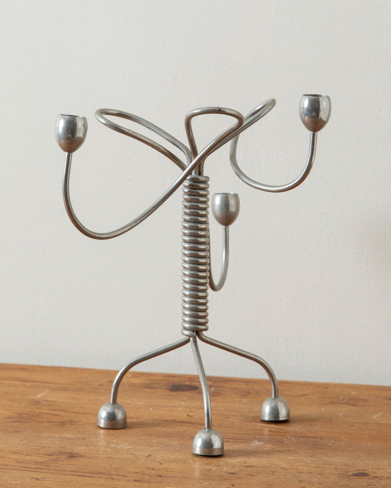 Silver Postmodern Coiled Candleholder, 1960's - Lone Fox