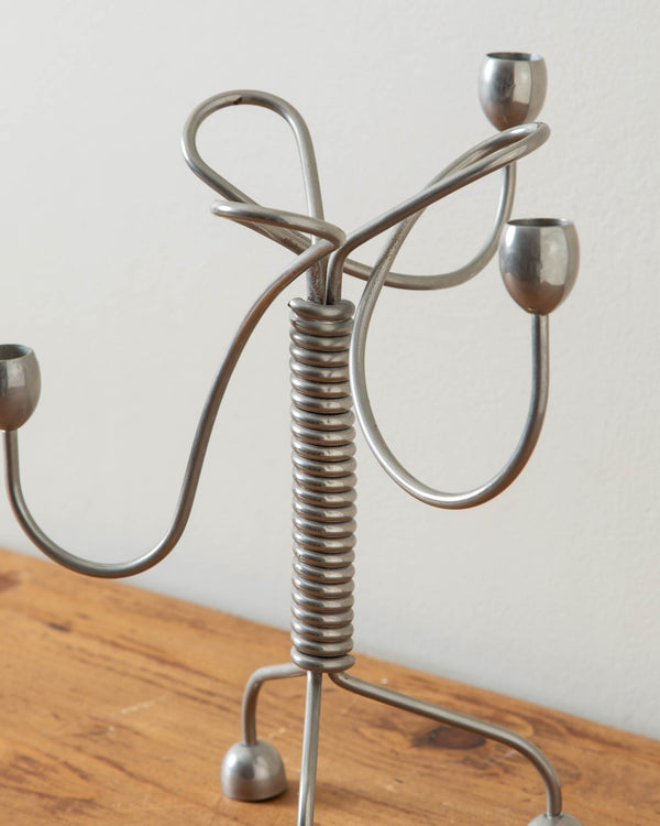 Silver Postmodern Coiled Candleholder, 1960's - Lone Fox