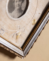 Silver Toned Frame with Floral Embroidered Mat and Vintage Photograph - Lone Fox