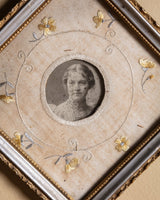 Silver Toned Frame with Floral Embroidered Mat and Vintage Photograph - Lone Fox