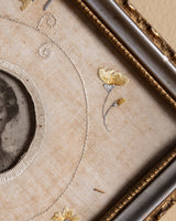 Silver Toned Frame with Floral Embroidered Mat and Vintage Photograph - Lone Fox