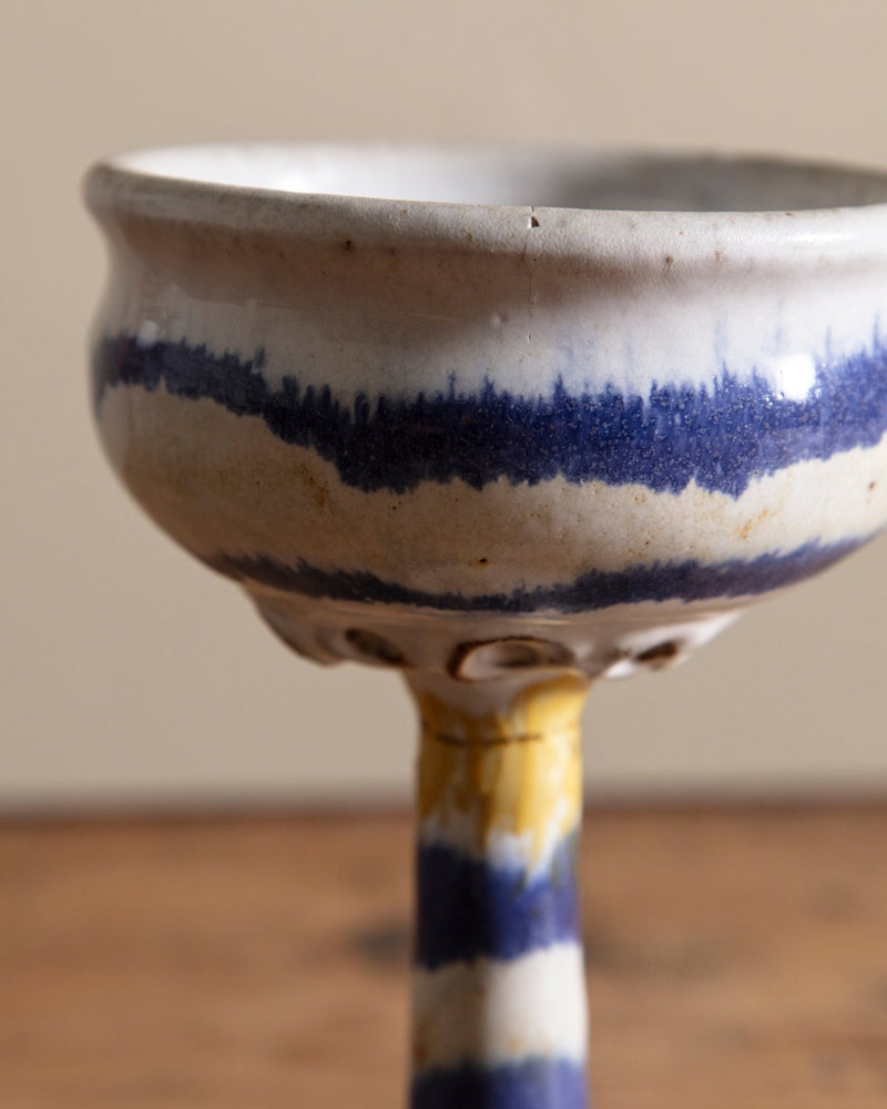 Single Cabana Striped Studio Chalice, Signed - Lone Fox