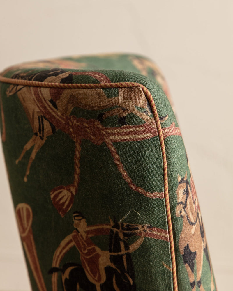 Skirted Slipper Chair in Green Derby Upholstery, Denmark, 1950's - Lone Fox